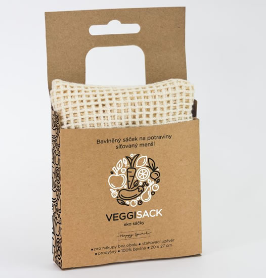 Bavlněný sáček na potraviny síťovaný menší - Ekosáčky na potraviny VEGGI SACK