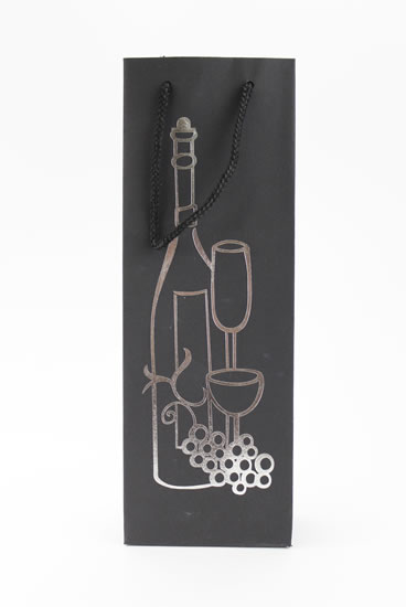 Taška lahev Černá deluxe 4 - stříb.dekor - Dárkové tašky