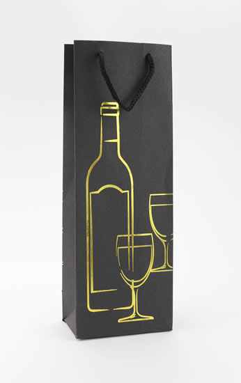 Taška lahev Černá deluxe 2 - zlat.dekor - Dárkové tašky