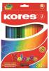 Detail titulu KOLORES, trojhranné pastelky 3 mm, s ořezávátkem / 36 barev / včetně 2 metalických barev