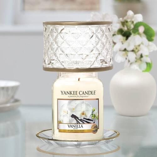 31 YANKEE CANDLE stínítko a talíř velký Langham Faceted Glass